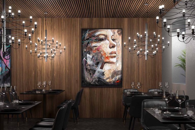 WS-Wood Diamond Walnut in an exclusive restaurant