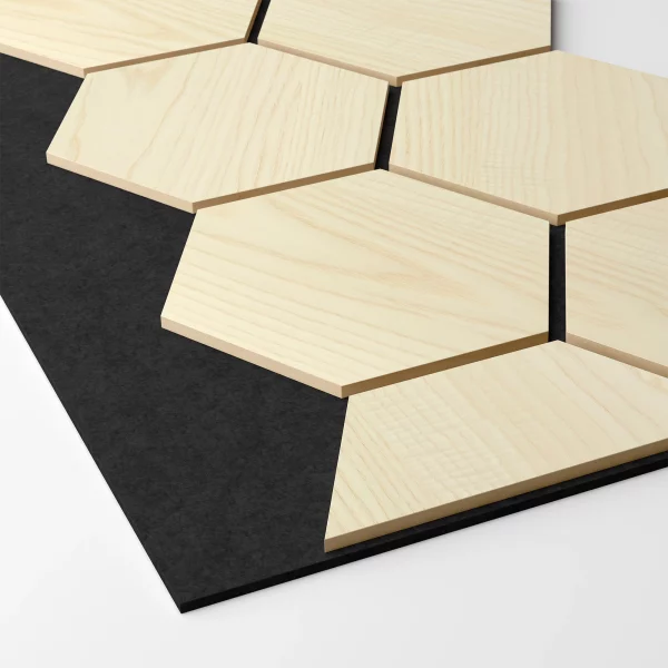 Ribbon-Hexagon Diamond Ash joint panel with black acoustic felt