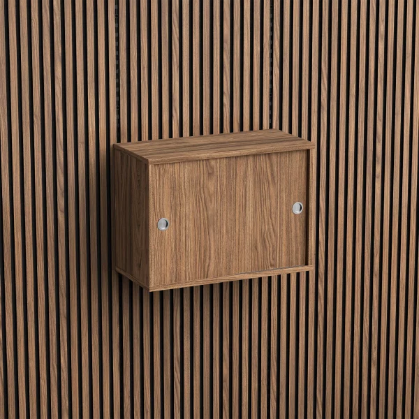 Brace wall cabinet Diamond Walnut 600 mm 2 sliding doors with Diamond Oak acoustic panels